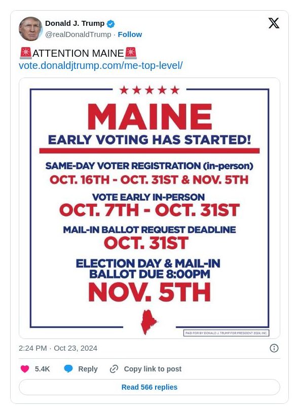 Post image from Donald Trump