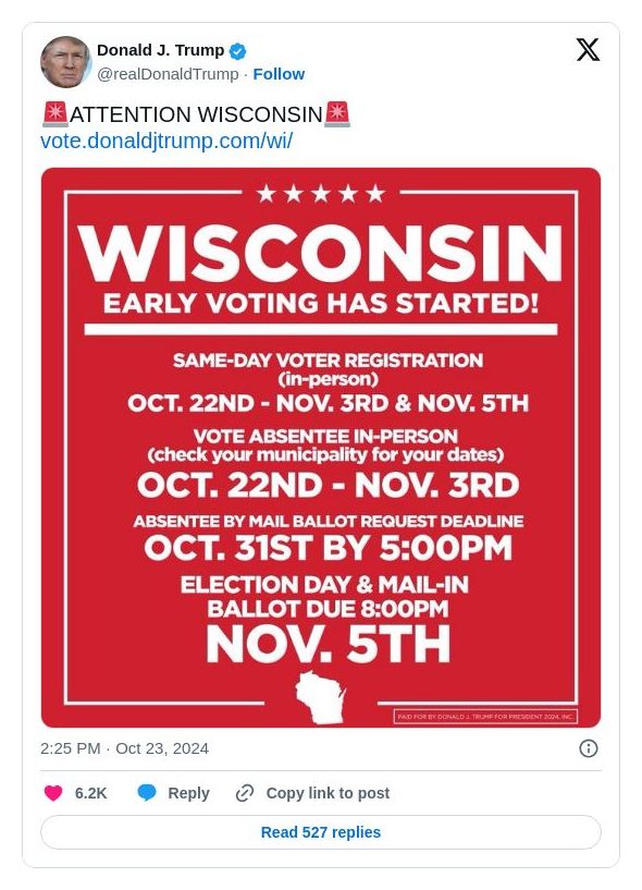 Post image from Donald Trump