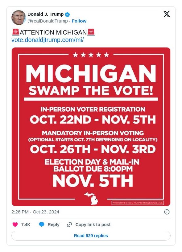 Post image from Donald Trump