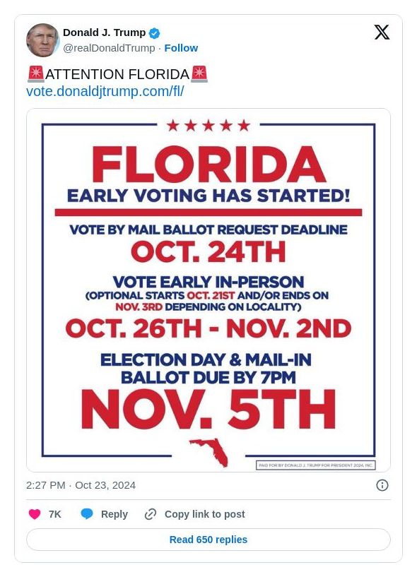 Post image from Donald Trump