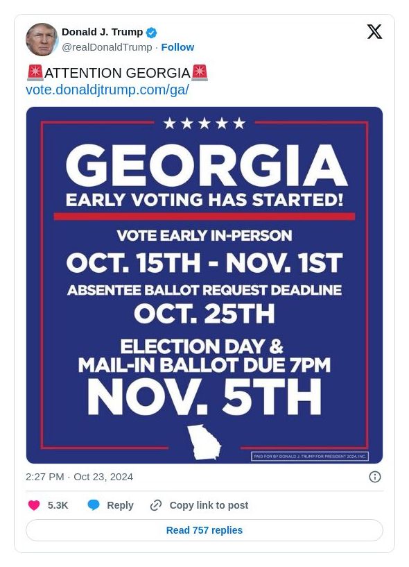 Post image from Donald Trump