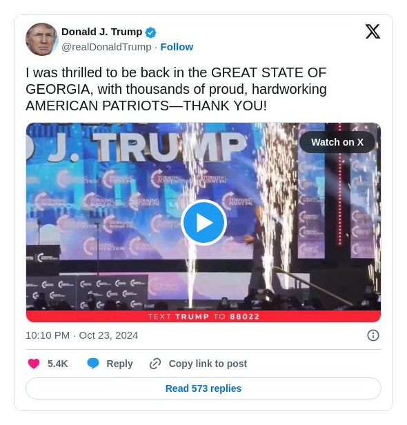 Post image from Donald Trump