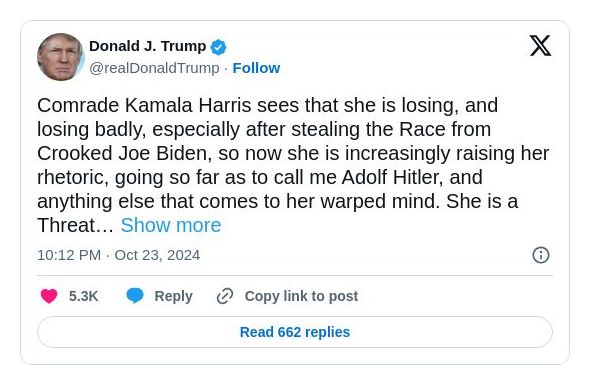 Post preview from Donald Trump