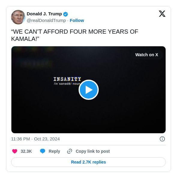 Post image from Donald Trump