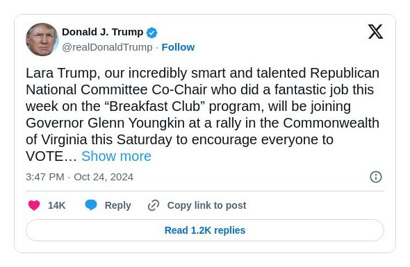 Post image from Donald Trump