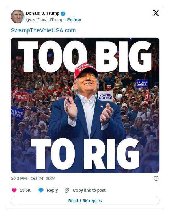 Post image from Donald Trump