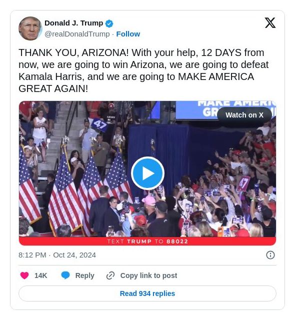 Post image from Donald Trump