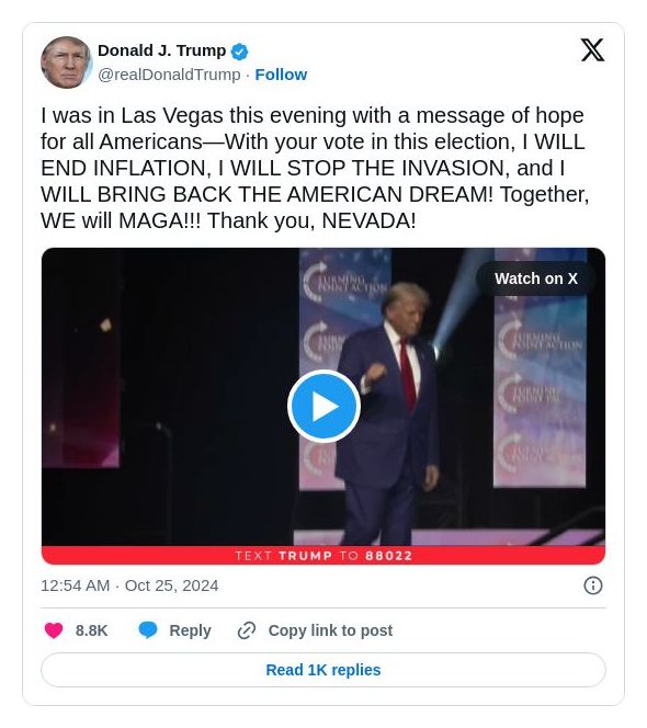 Post preview from Donald Trump