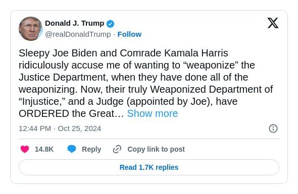 Post preview from Donald Trump