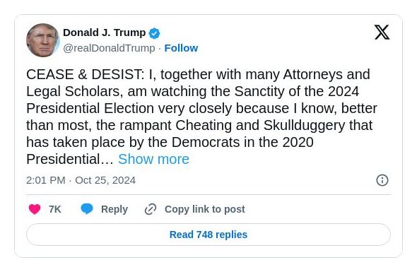 Post image from Donald Trump