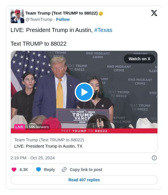 Post image from Donald Trump