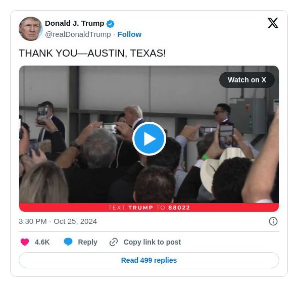 Post image from Donald Trump