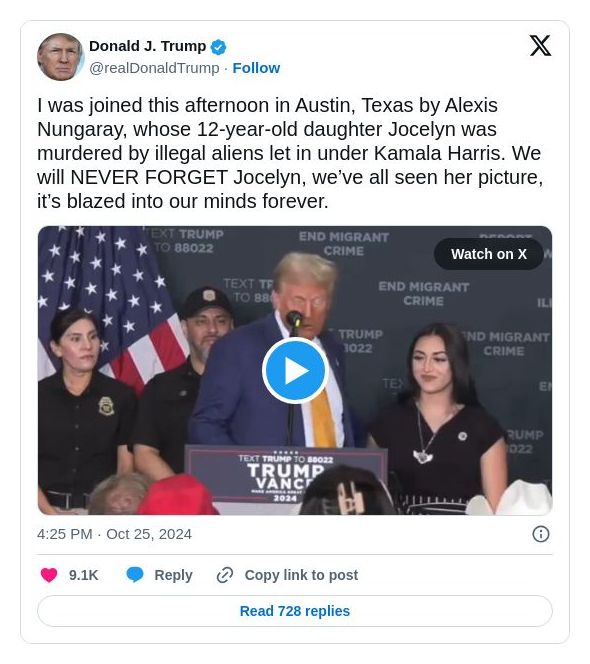 Post image from Donald Trump