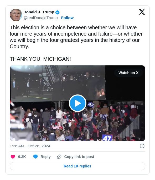 Post image from Donald Trump