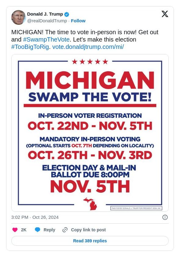 Post image from Donald Trump