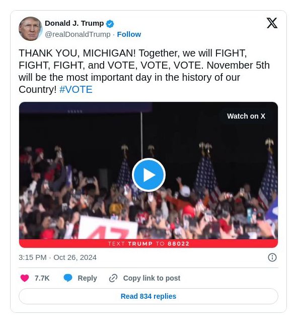 Post image from Donald Trump