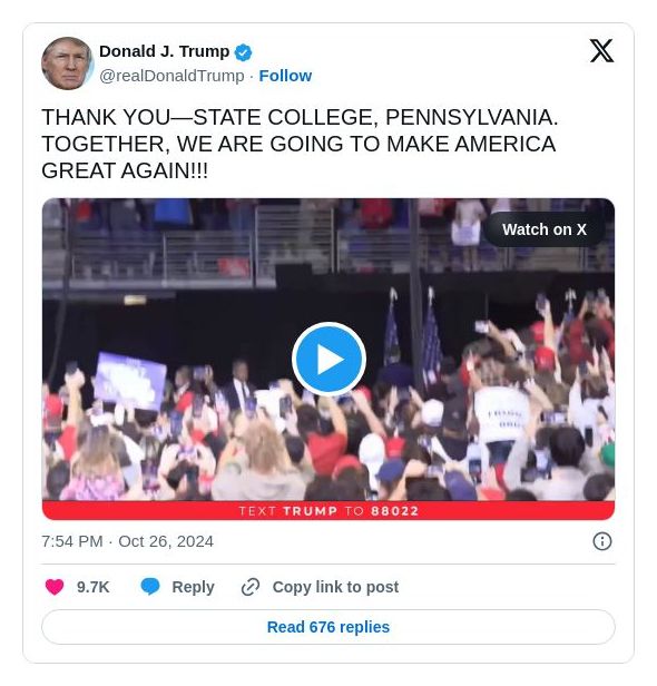 Post image from Donald Trump