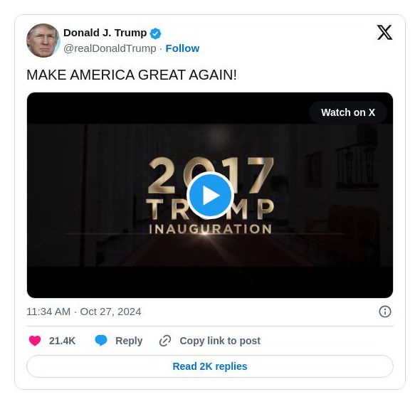 Post image from Donald Trump