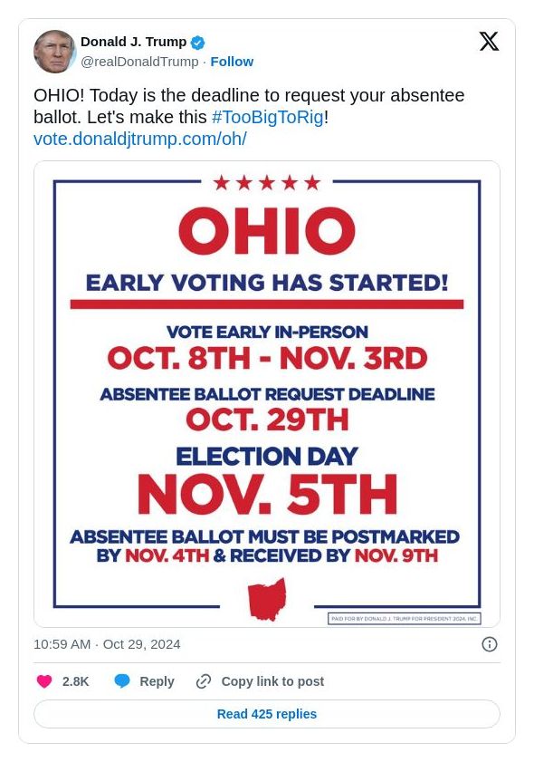 Post image from Donald Trump