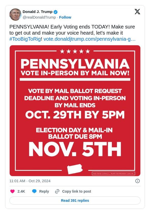 Post image from Donald Trump