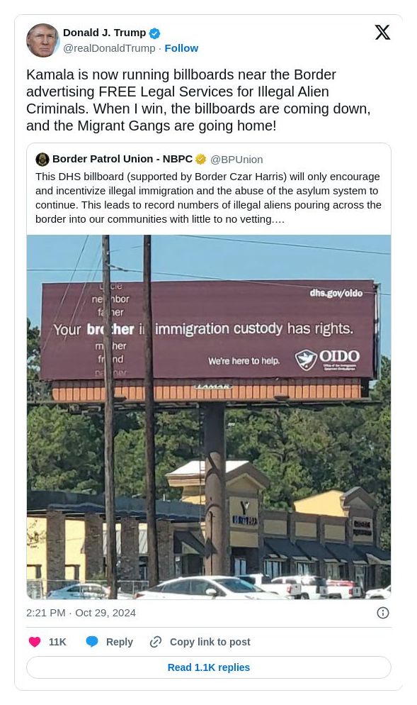 Post image from Donald Trump