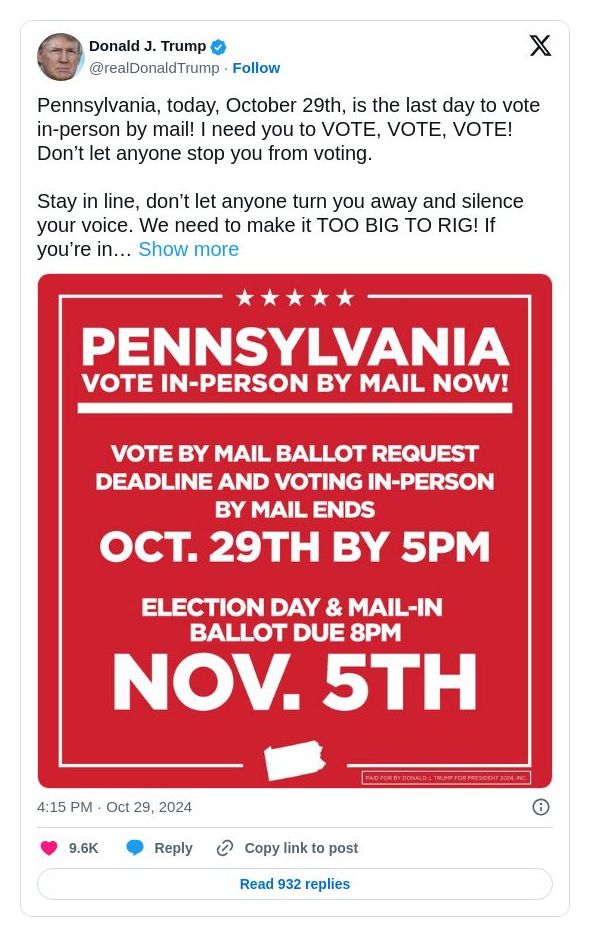 Post image from Donald Trump