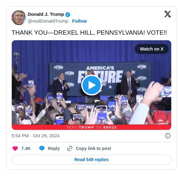 Post image from Donald Trump