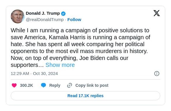 Post preview from Donald Trump