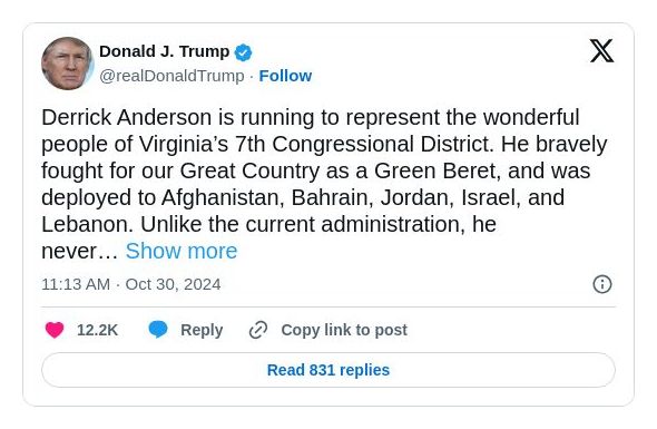 Post preview from Donald Trump