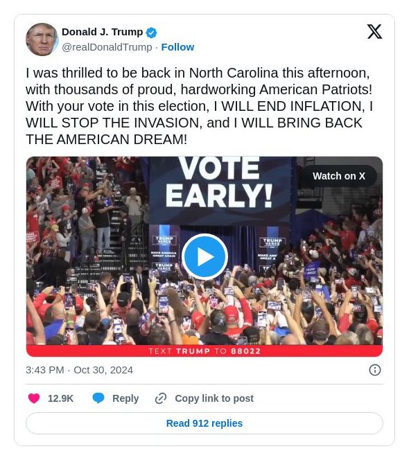 Post preview from Donald Trump