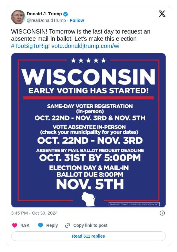 Post image from Donald Trump