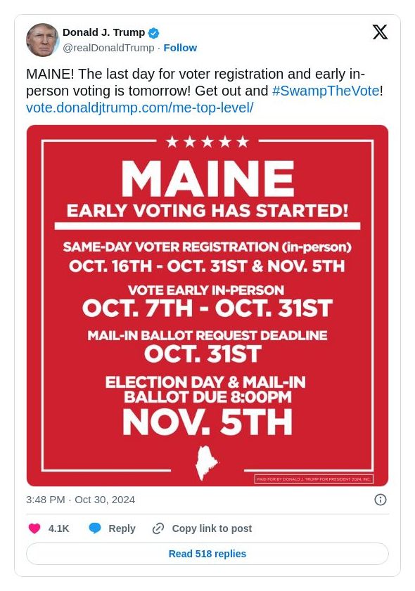 Post image from Donald Trump