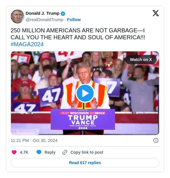 Post image from Donald Trump