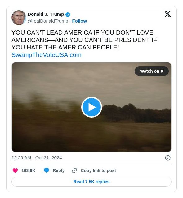 Post image from Donald Trump