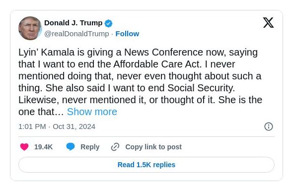 Post image from Donald Trump