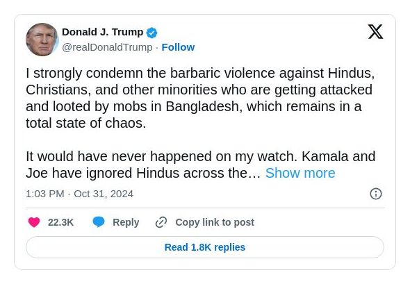 Post image from Donald Trump