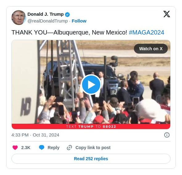 Post image from Donald Trump