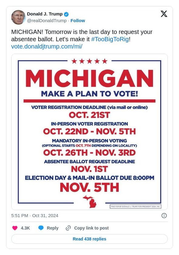 Post image from Donald Trump