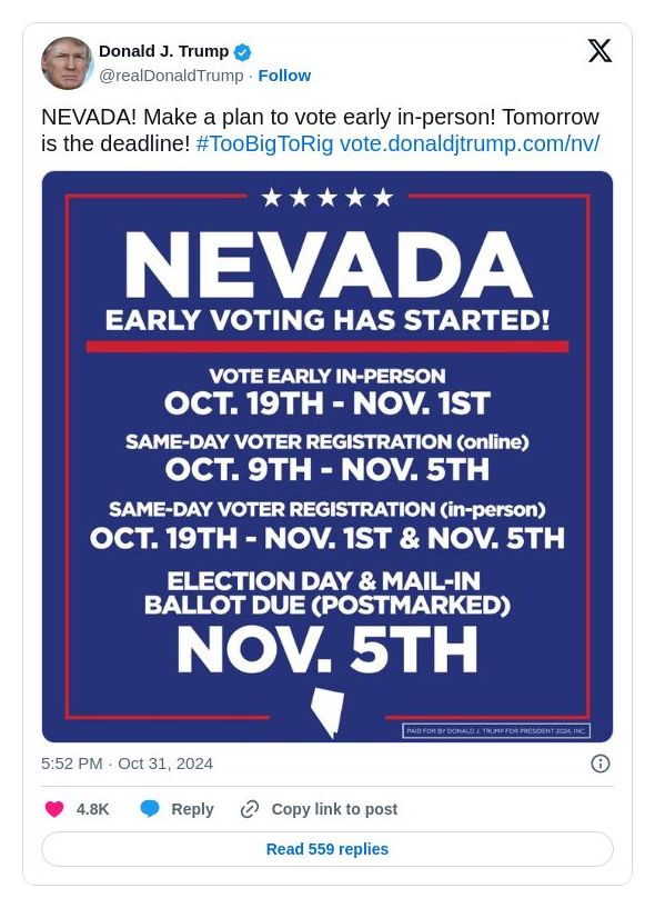 Post image from Donald Trump