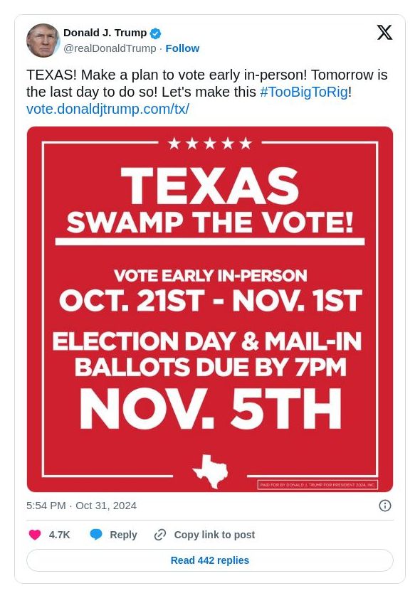 Post image from Donald Trump