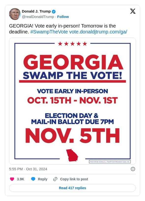 Post image from Donald Trump