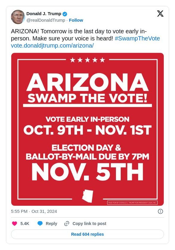 Post image from Donald Trump