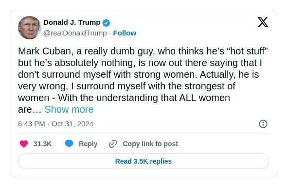 Post image from Donald Trump