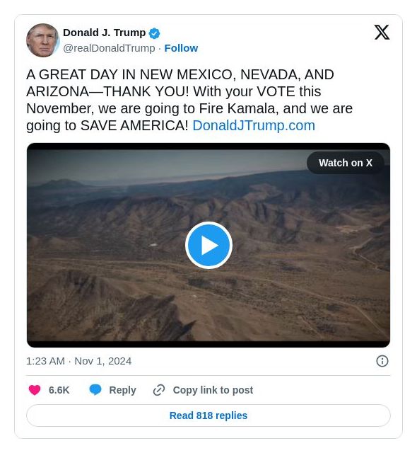 Post image from Donald Trump