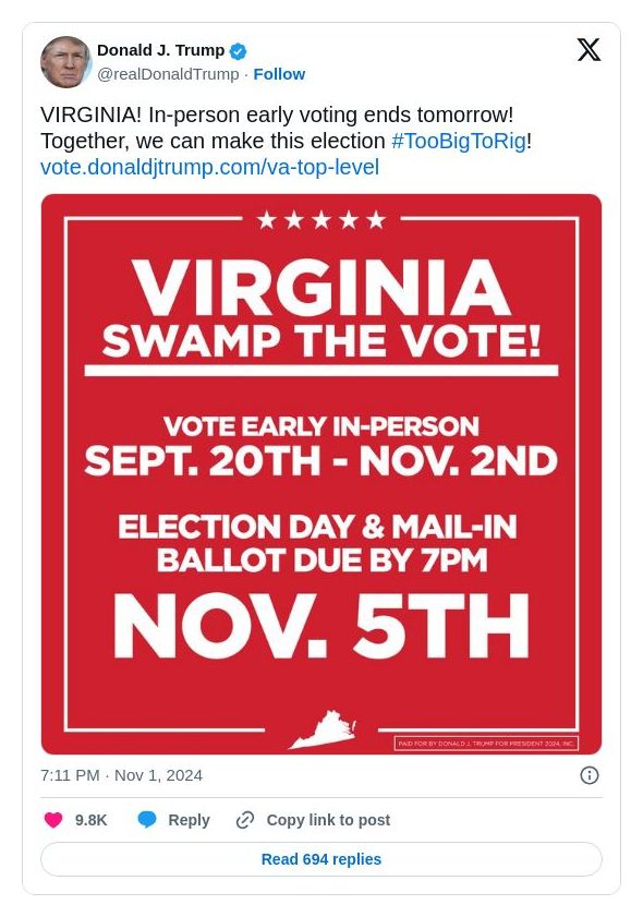 Post image from Donald Trump