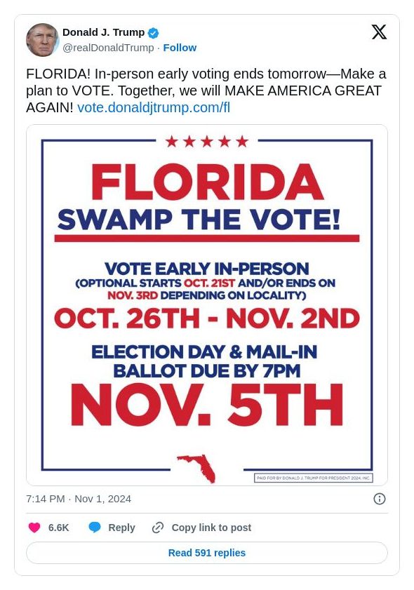 Post image from Donald Trump