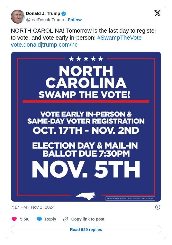 Post image from Donald Trump