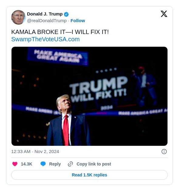 Post image from Donald Trump