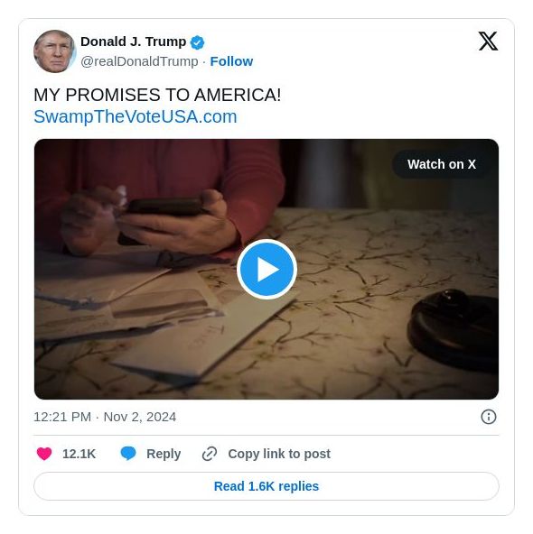 Post image from Donald Trump