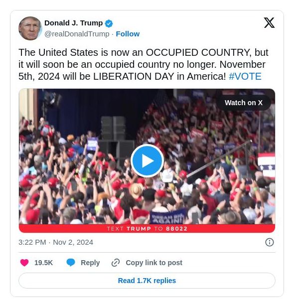 Post image from Donald Trump